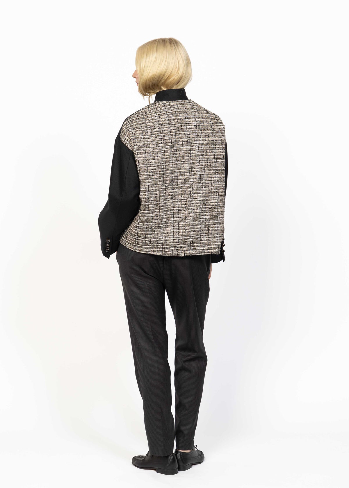 The Cropped Jacket Black Wool - Bouclé Back