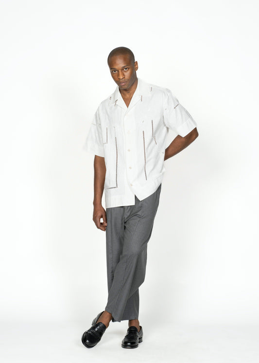 The André Shirt / White with Silver/White Buttons