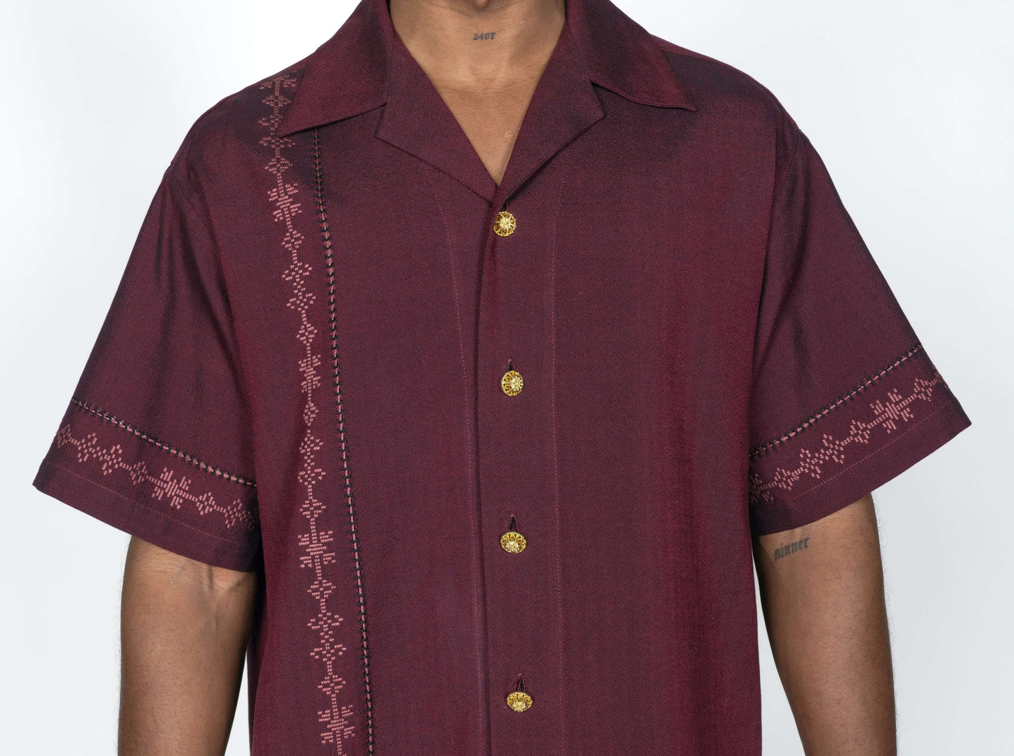 The André Shirt Handwoven / Bordeaux Red