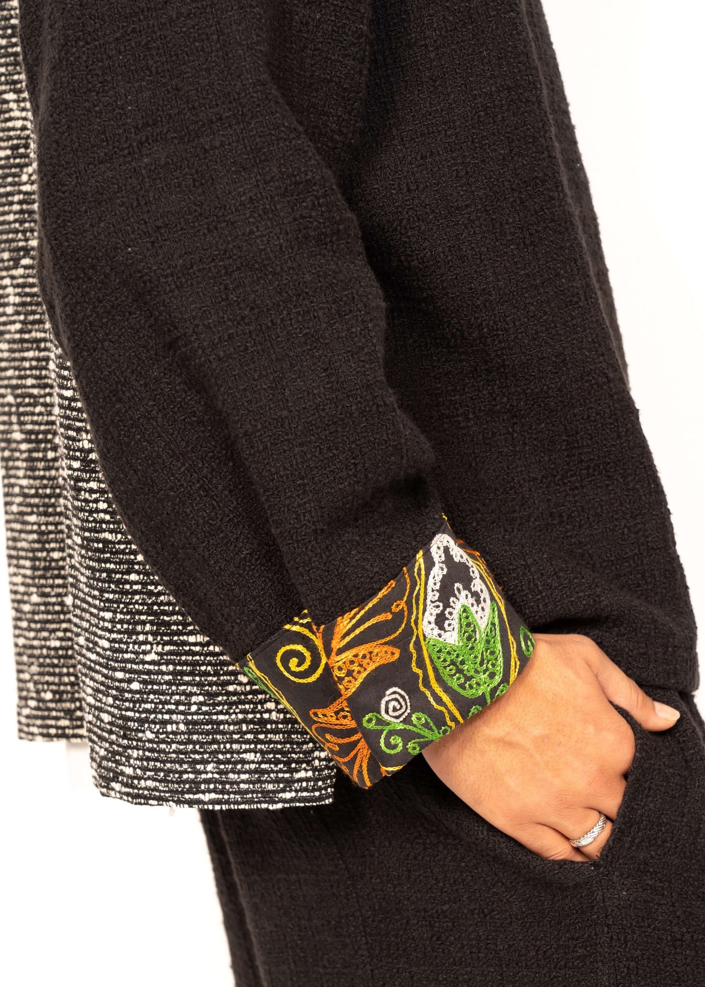 The Long Sleeve Shirt - Boucle Black