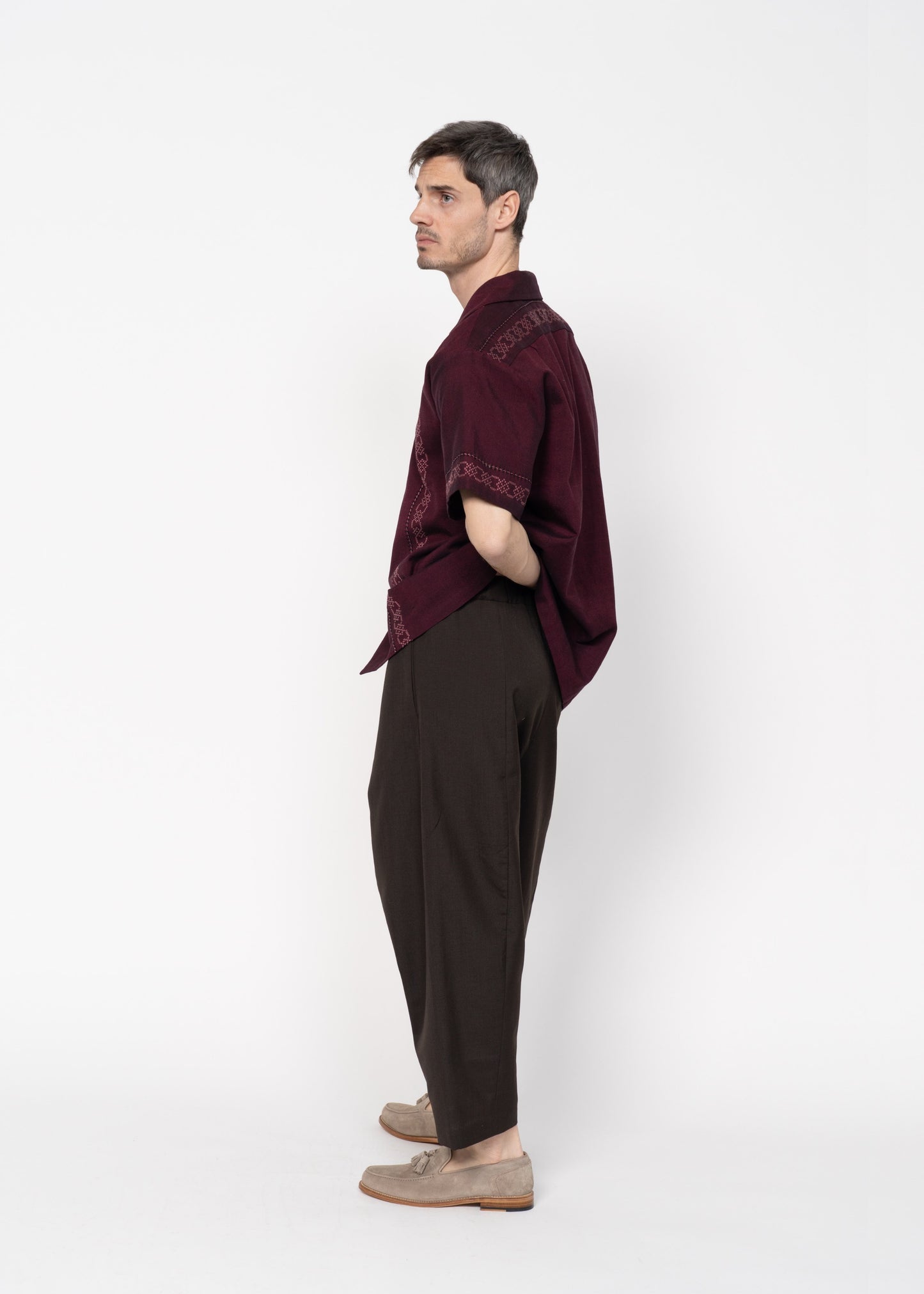 The André Shirt Handwoven Burgundy