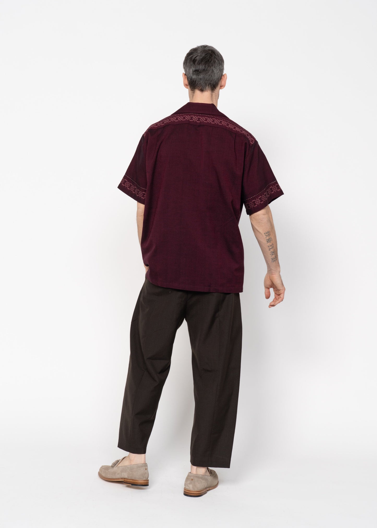 The André Shirt Handwoven Burgundy