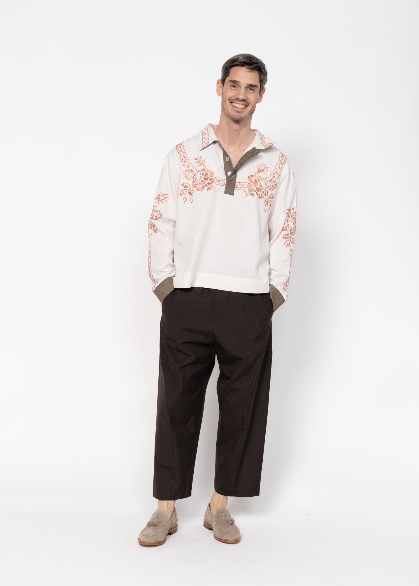 The Polo Shirt White Front with Red Embroidery