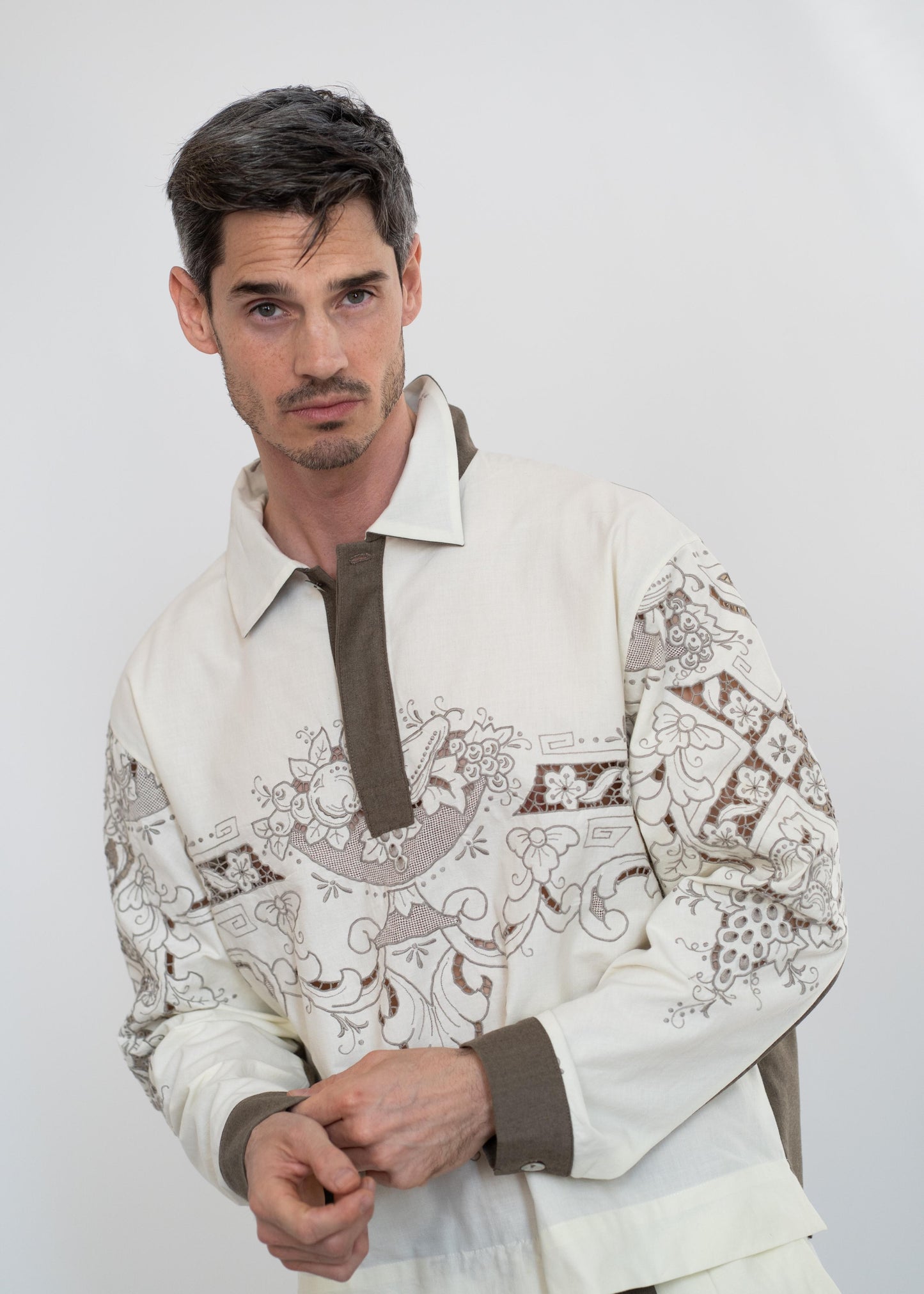 The Polo Shirt Dusty Yellow with Taupe