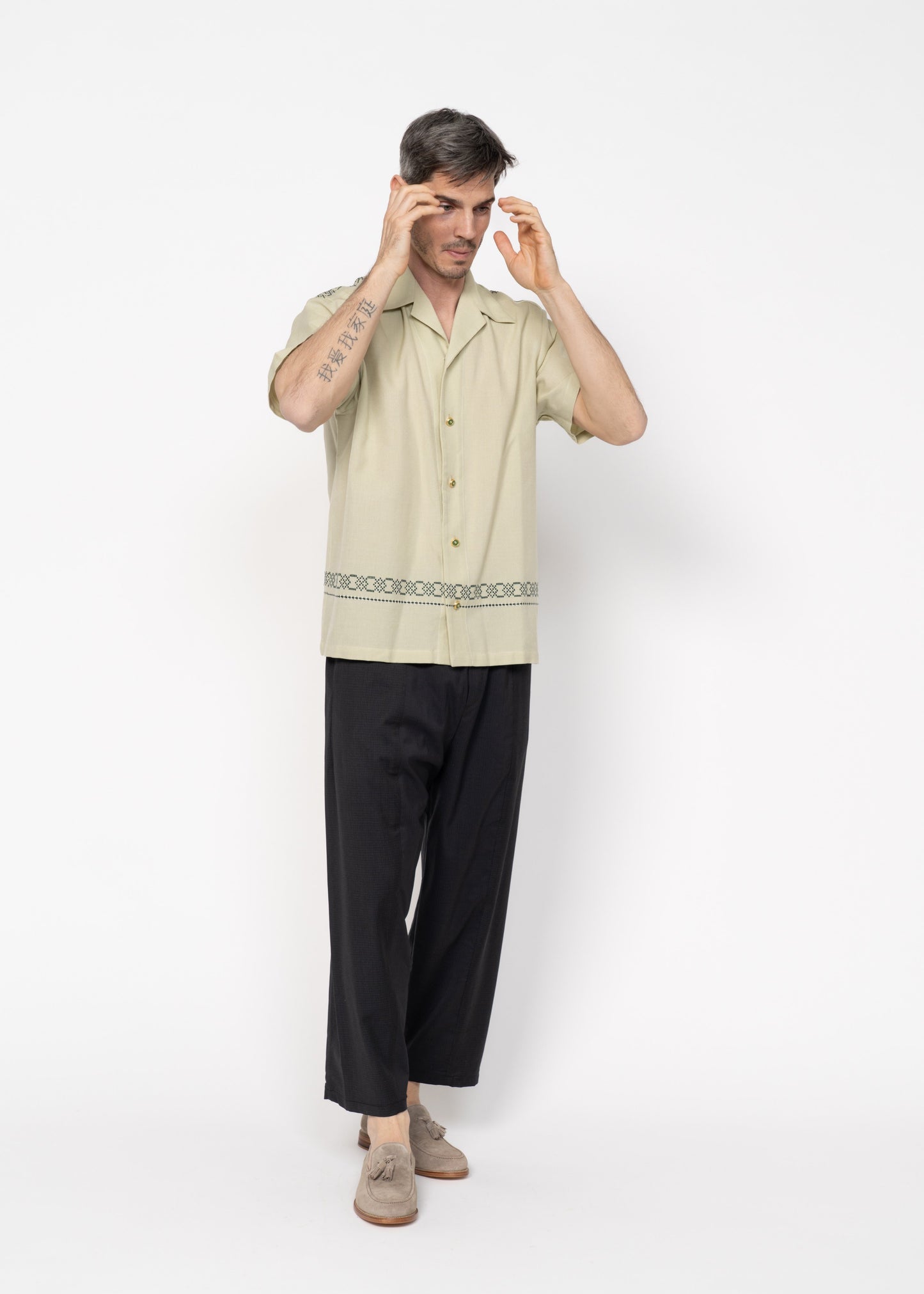 The André Shirt Handwoven Dusty Mint Green