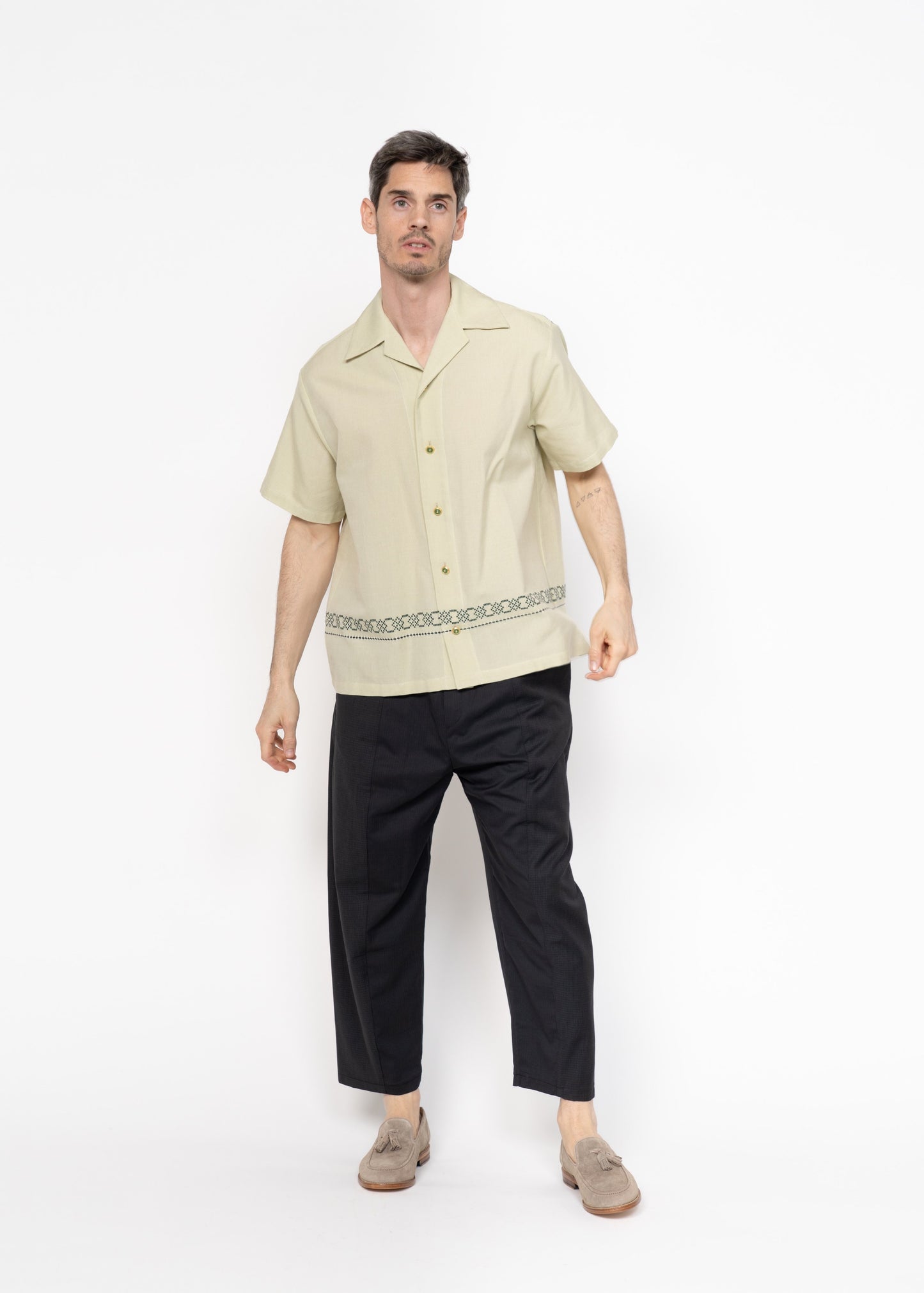 The André Shirt Handwoven Dusty Mint Green