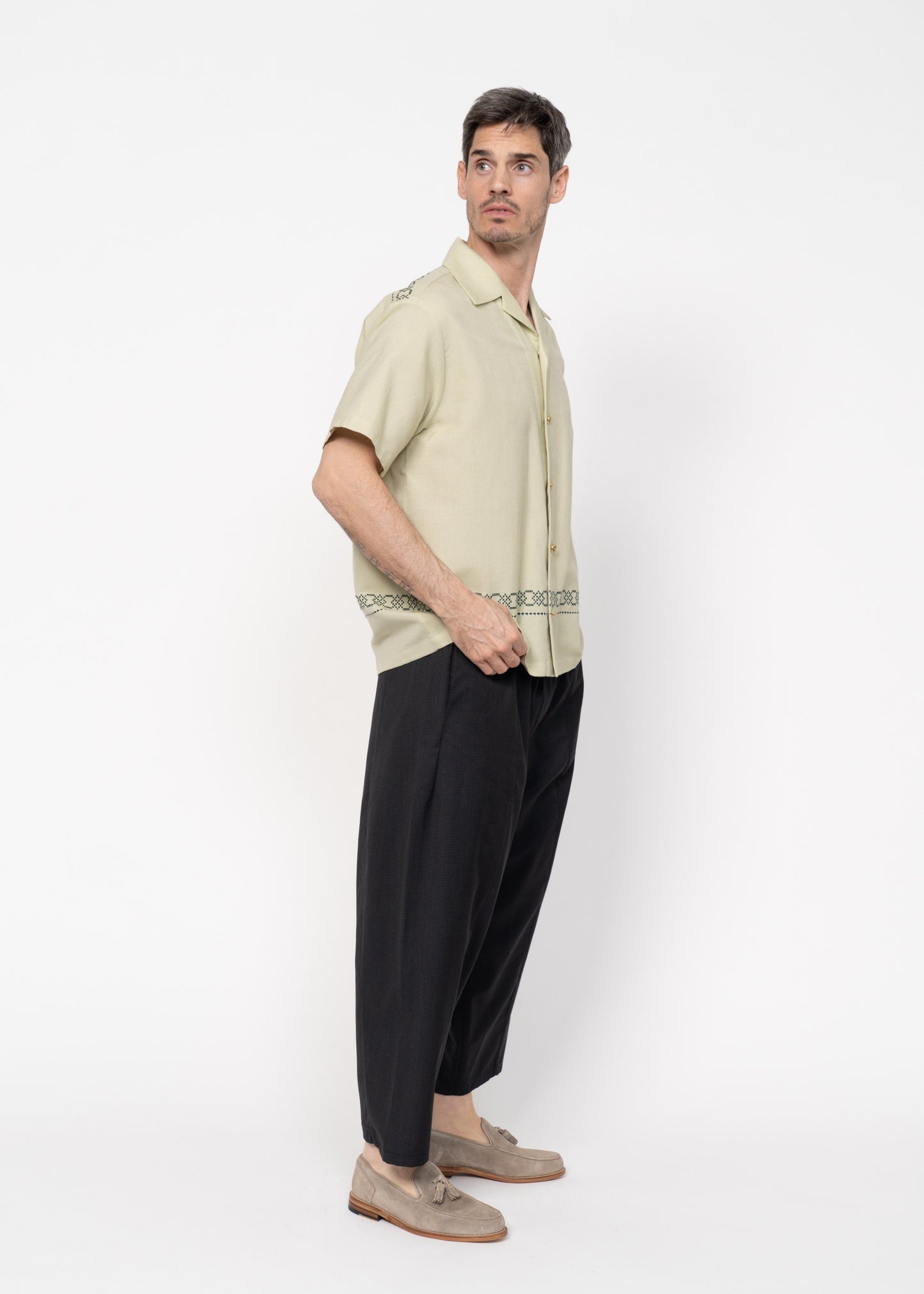 The André Shirt Handwoven Dusty Mint Green