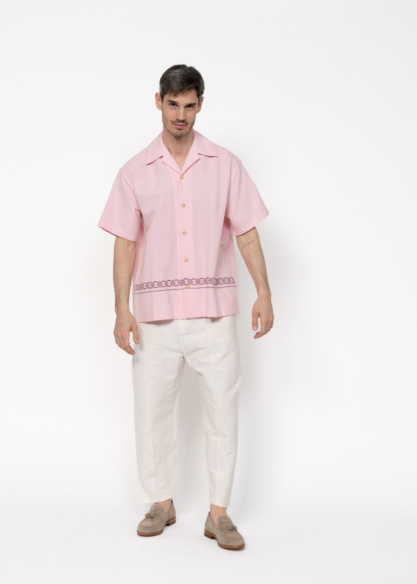 The André Shirt Handwoven Pink
