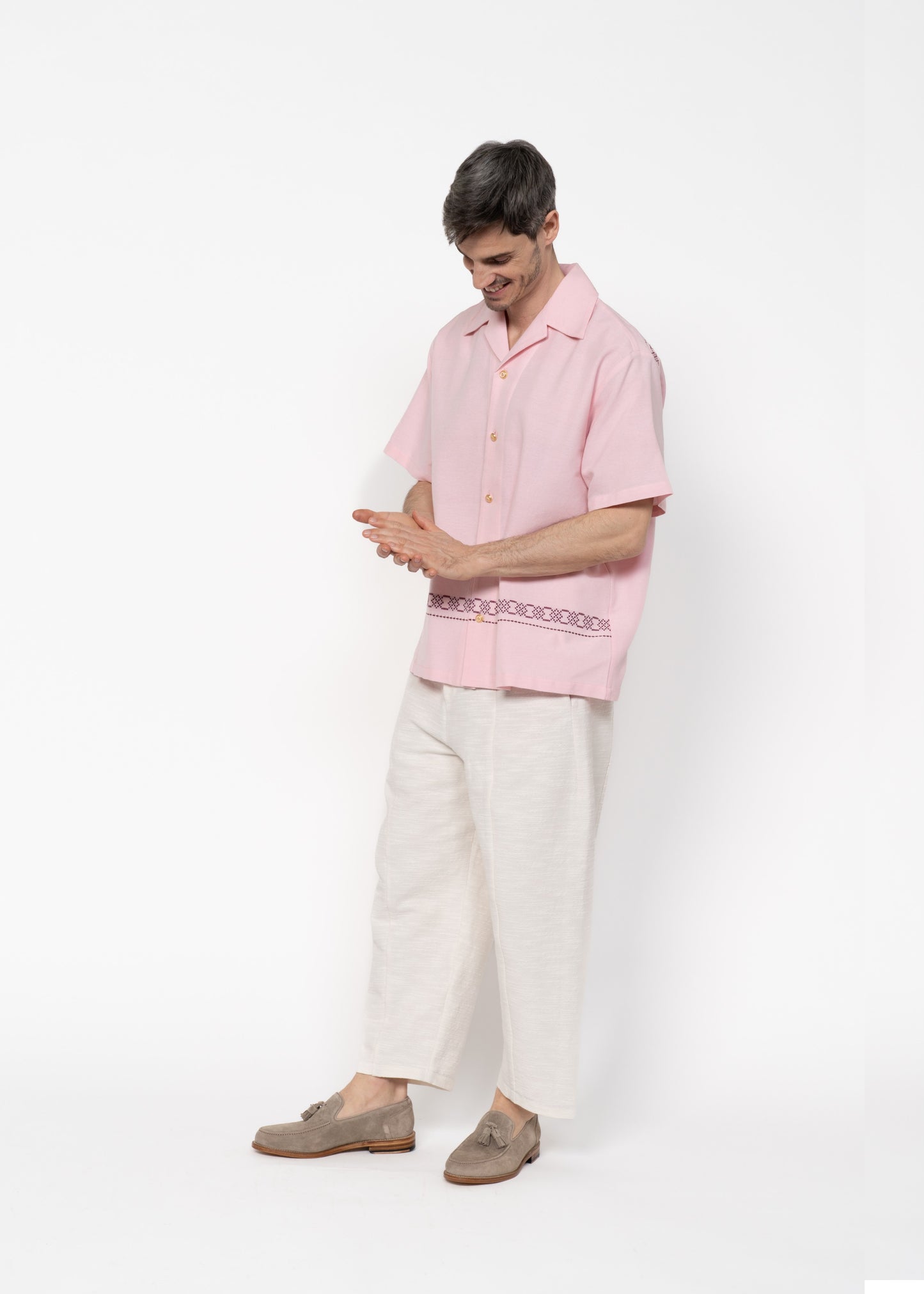 The André Shirt Handwoven Pink