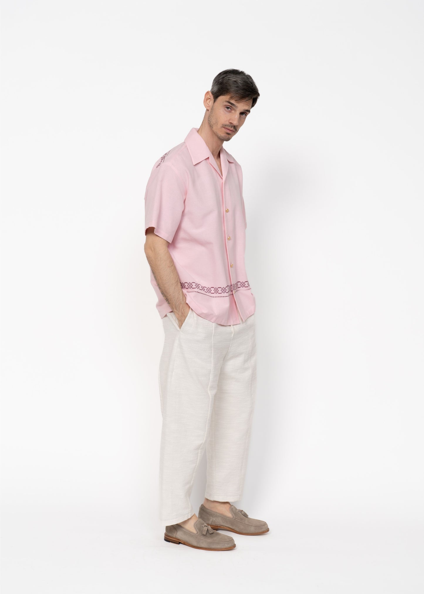 The André Shirt Handwoven Pink