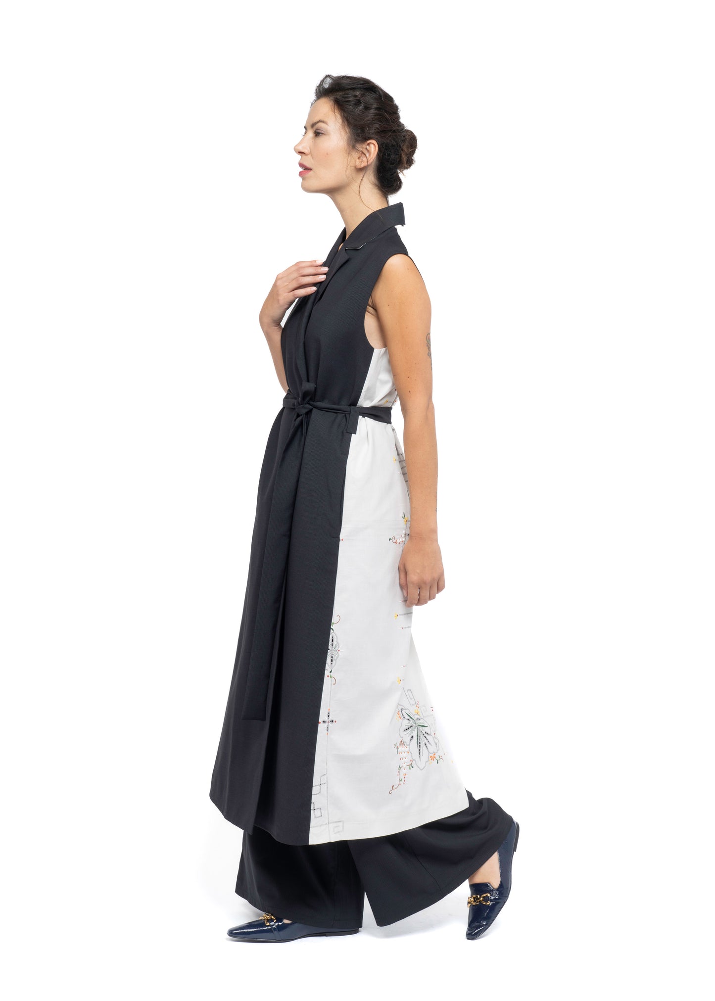 The Longline Gilet Embroidered Back