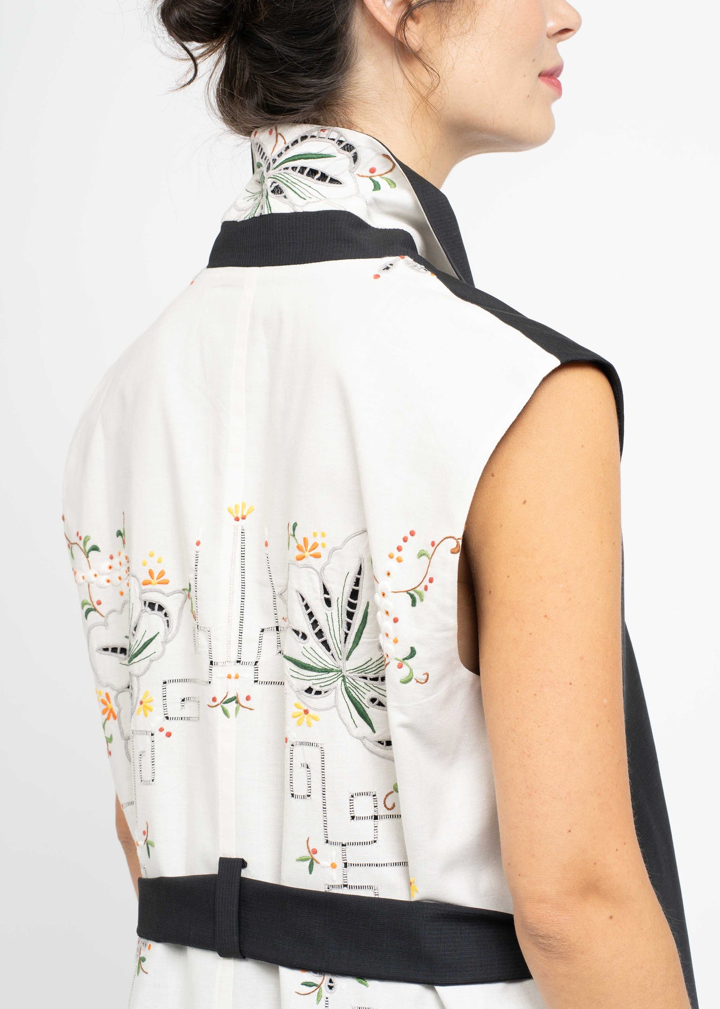 The Longline Gilet Embroidered Back
