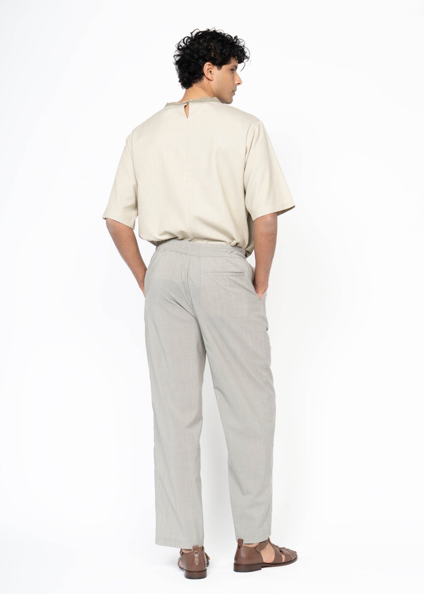 The Loose Fit Pants / Dusty Sage / Pinstripe