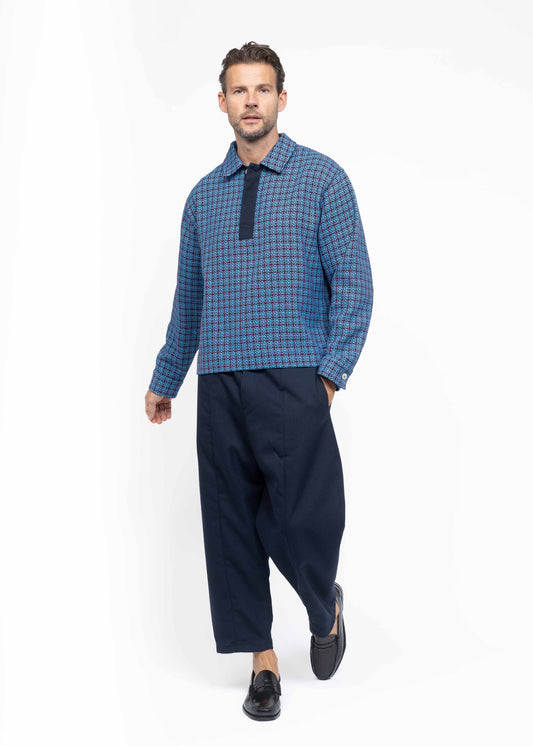 The Polo Shirt Boucle Blue/Burgundy