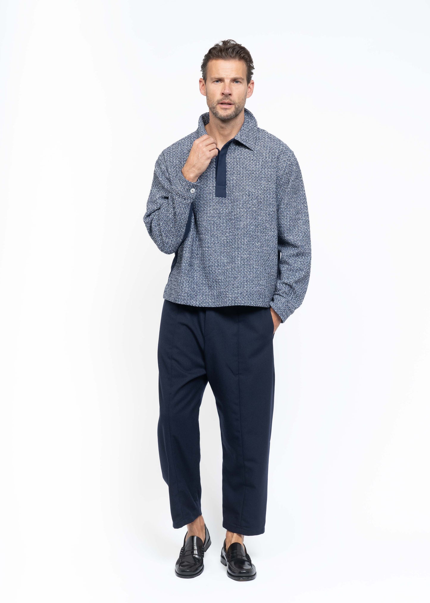 The Polo Shirt Boucle Blue/White