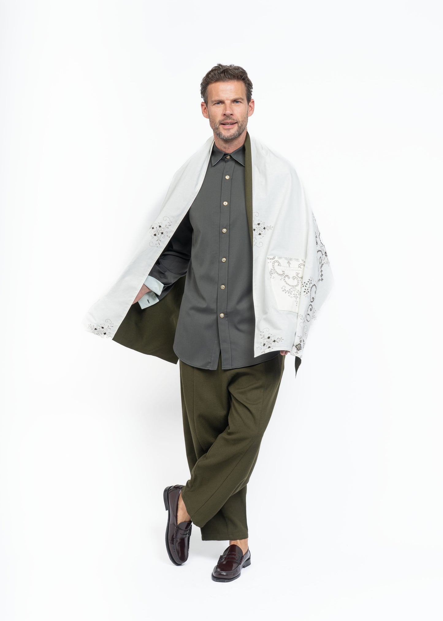 His Shawl Green Wool