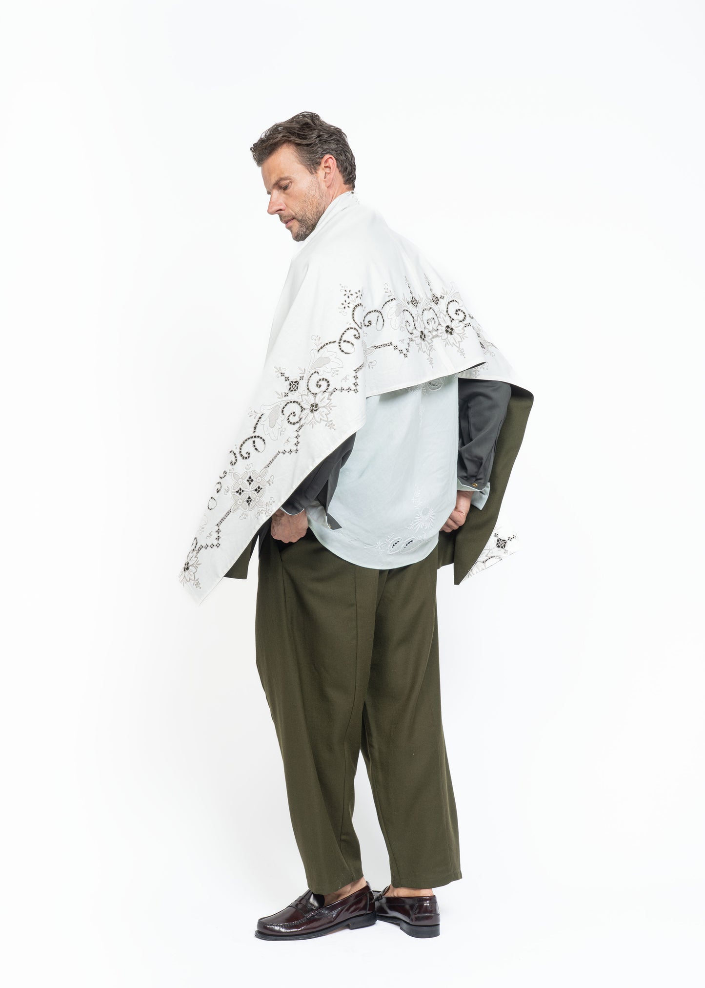 His Shawl Green Wool
