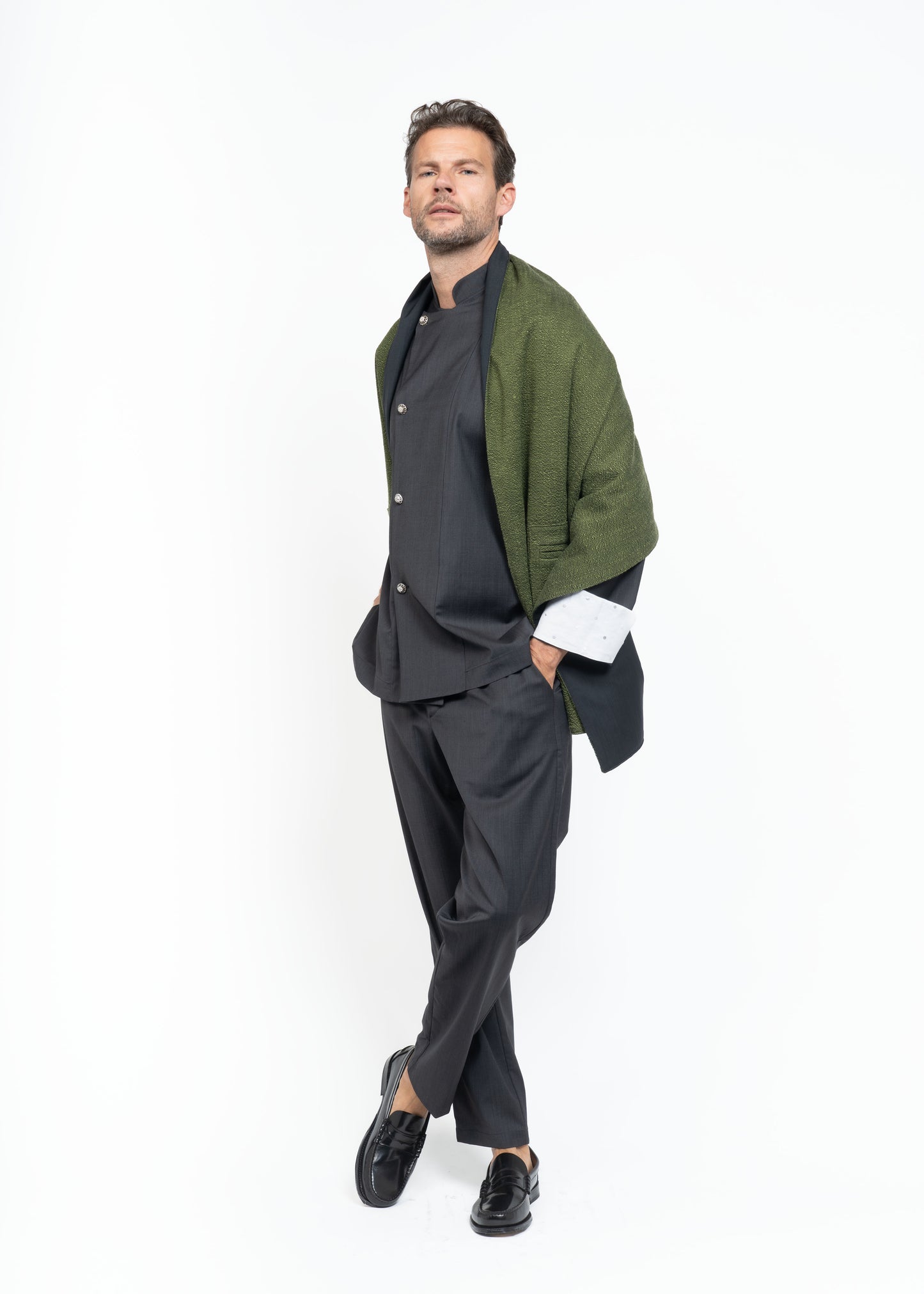 His Shawl Handwoven Green Flamma