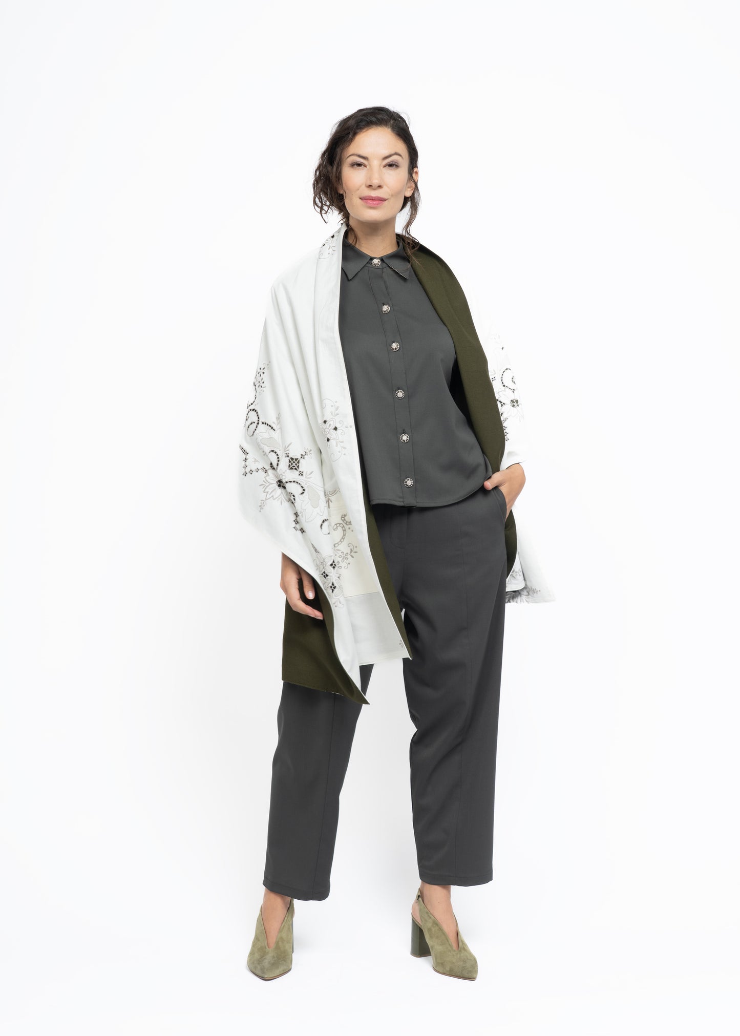 Her Shawl Green Wool