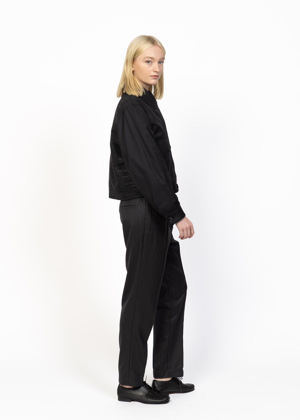 Her Aviation Jacket Black - Bouclé Back