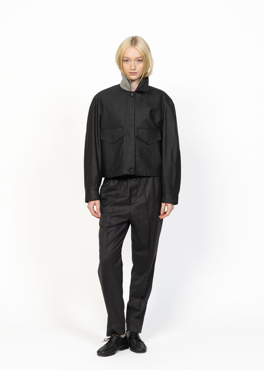 Her Aviation Jacket Dark Grey - Back Light Grey