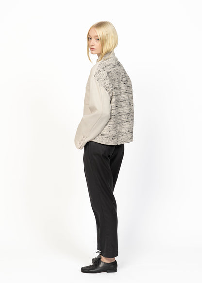 The Cropped Jacket Beige with Bouclé Back