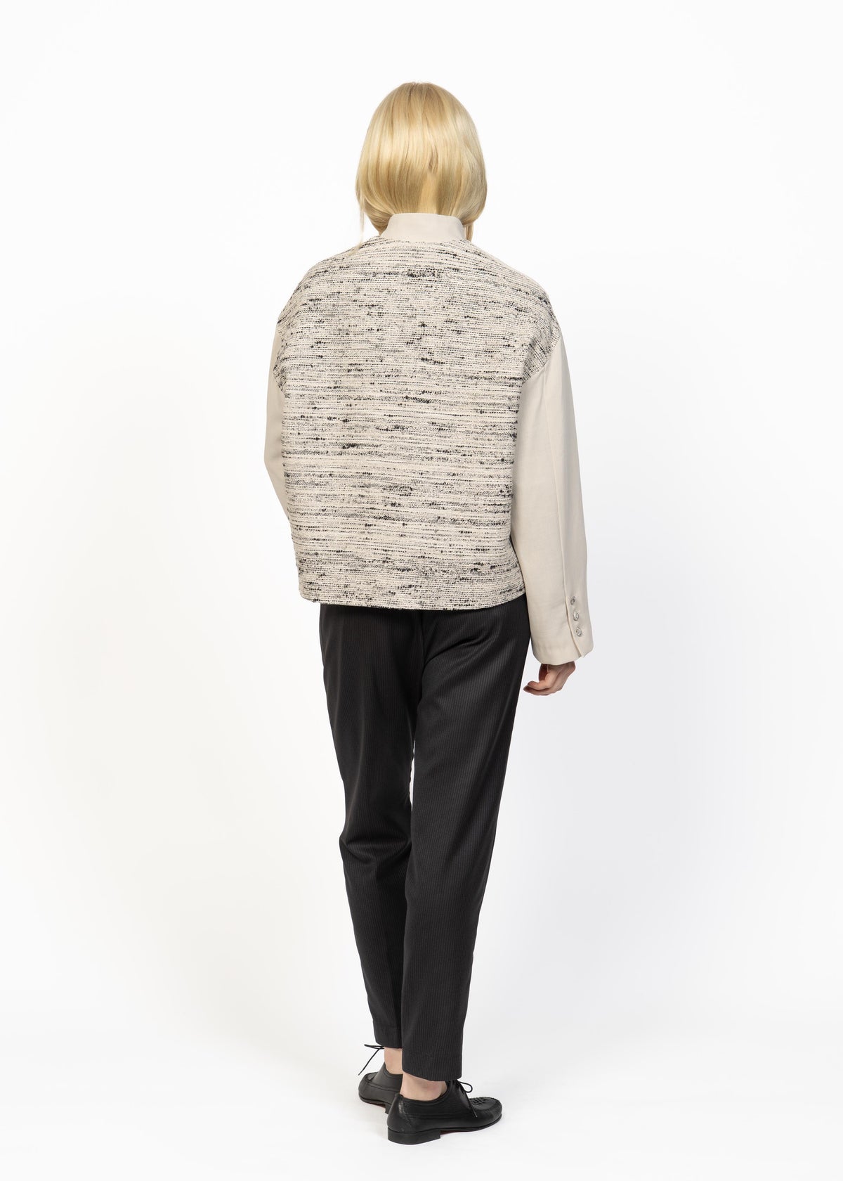 The Cropped Jacket Beige with Bouclé Back