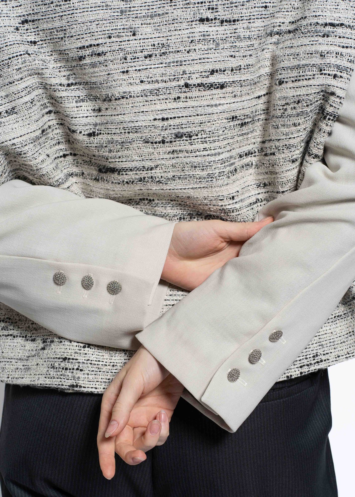 The Cropped Jacket Beige with Bouclé Back