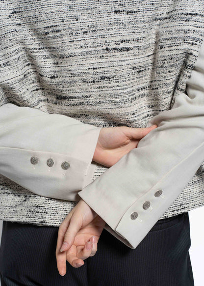 The Cropped Jacket Beige with Bouclé Back