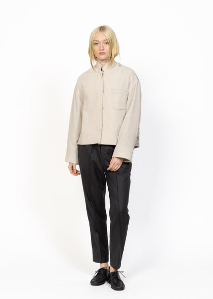 The Cropped Jacket Beige with Bouclé Back