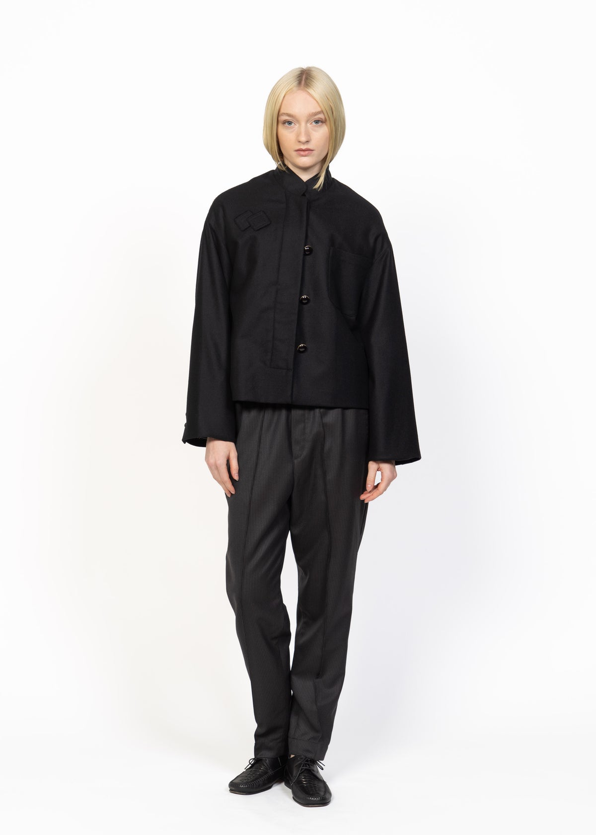 The Cropped Jacket Black Wool - Bouclé Back