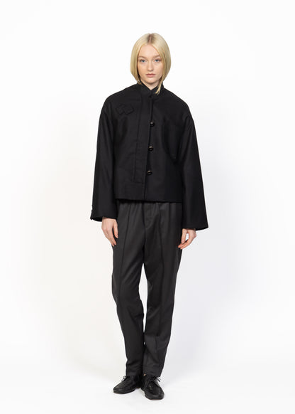 The Cropped Jacket Black Wool - Bouclé Back