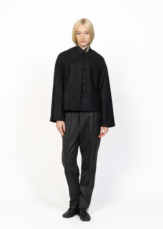 The Cropped Jacket Black Wool - Bouclé Back