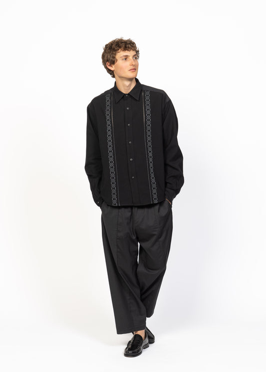 The Shirt Black Handwoven with Embroidery