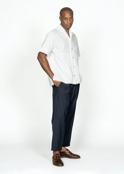 The André Shirt / White Poplin with Embroidery and Crochet