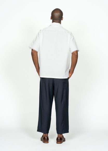 The André Shirt / White Poplin with Embroidery and Crochet