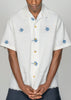 The André Shirt /  White Poplin with Blue Flowers