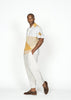 The André Shirt / White Poplin Cotton with Yellow Embroidery