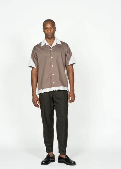 The André Shirt / Brown with White Contrasts