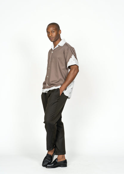 The André Shirt / Brown with White Contrasts