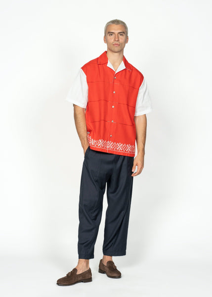 The André Shirt / Handwoven / Red with Fringes