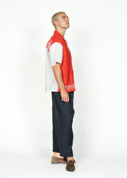 The André Shirt / Handwoven / Red with Fringes