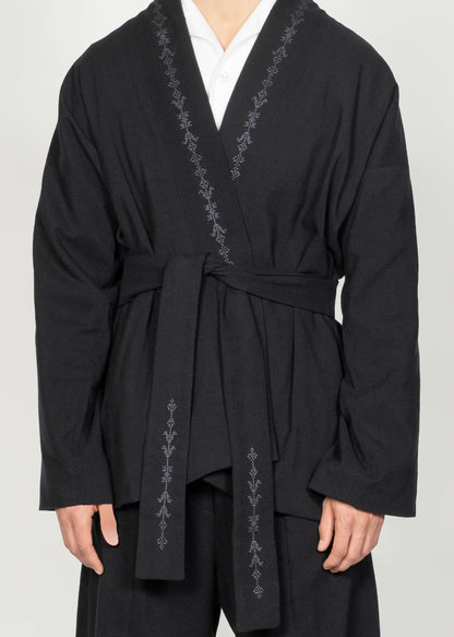 The Flamma Suit / Black with Dark Grey Embroidery