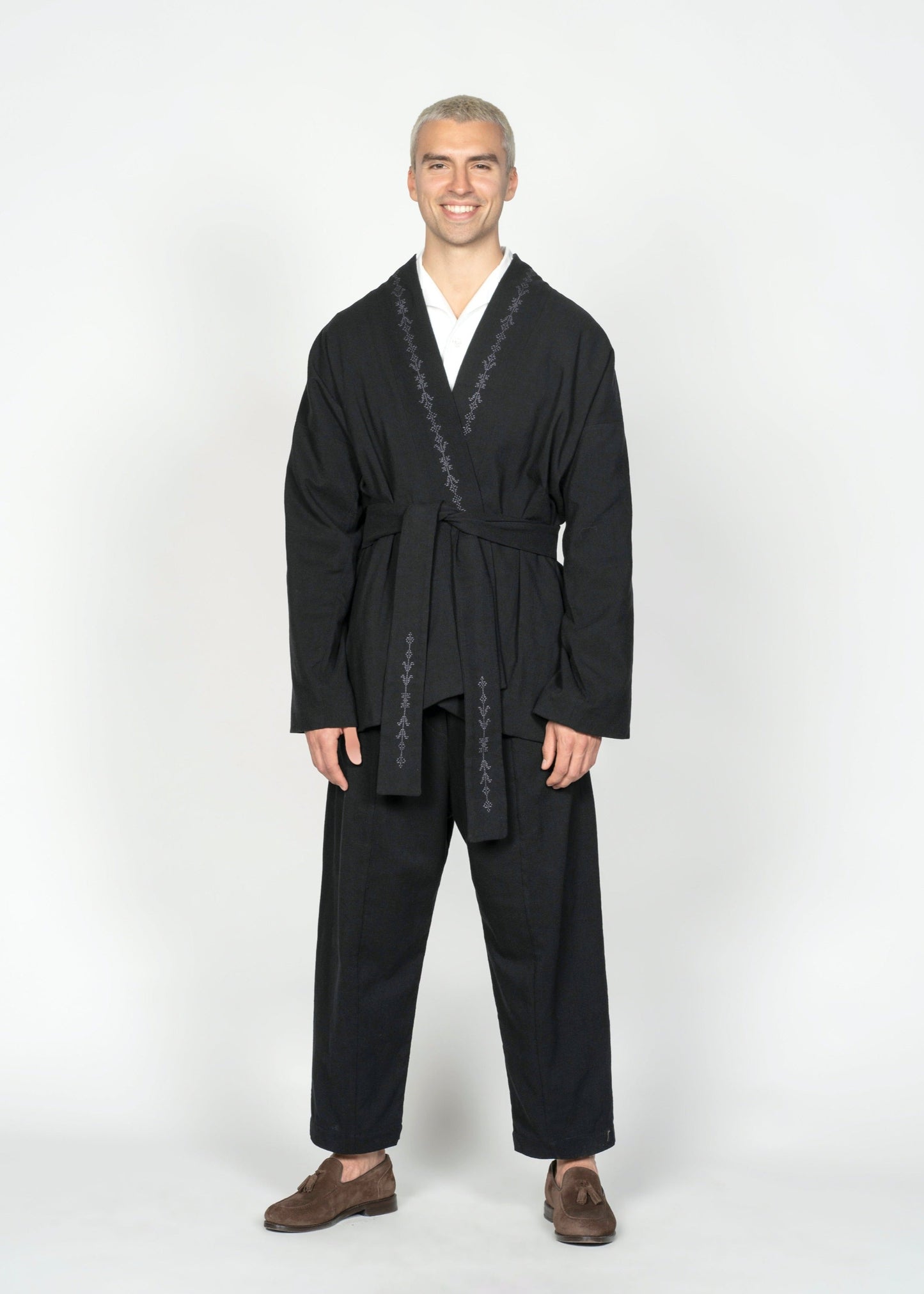 The Flamma Suit / Black with Dark Grey Embroidery