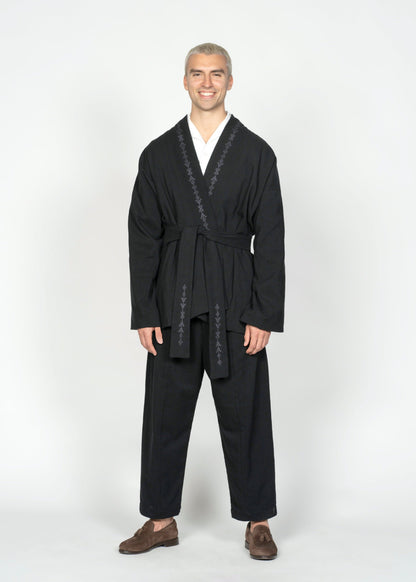 The Flamma Suit / Black with Dark Grey Embroidery