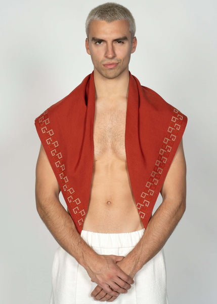 The Scarf / Brick-Red with Brick-Red and Beige