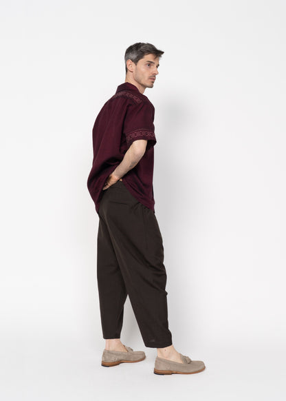 The André Shirt Handwoven Burgundy