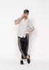 The André Shirt Handwoven Light Grey with Blue Embroidery