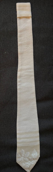 The Twilly Tie Boucle Off White Handwoven