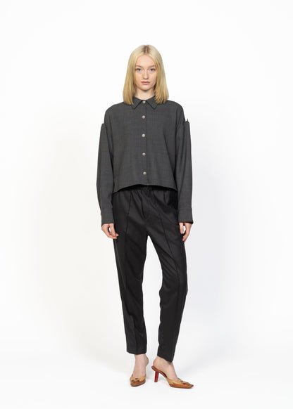 Her Lighweight Wool Shirt Dark Grey